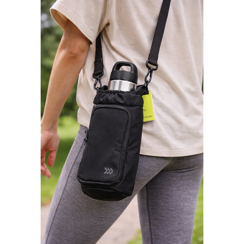 All in Motion Bottle Carrier Bag Black‎ Water Bottle Holder Strap NWT